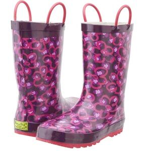 Rain boots western chief kids size 1 girls Diva Leopard purple